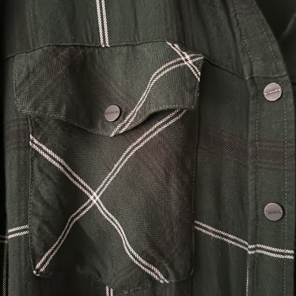 SANCTUARY HUNTER GREEN PLAID BUTTON DOWN BLOUSE SIZE LARGE - Picture 4 of 6